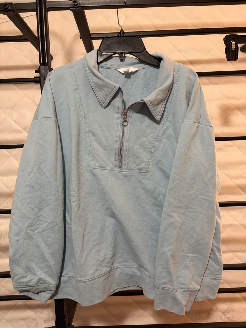 Time and Tru Light Blue Zip-Neck Pullover Sweater